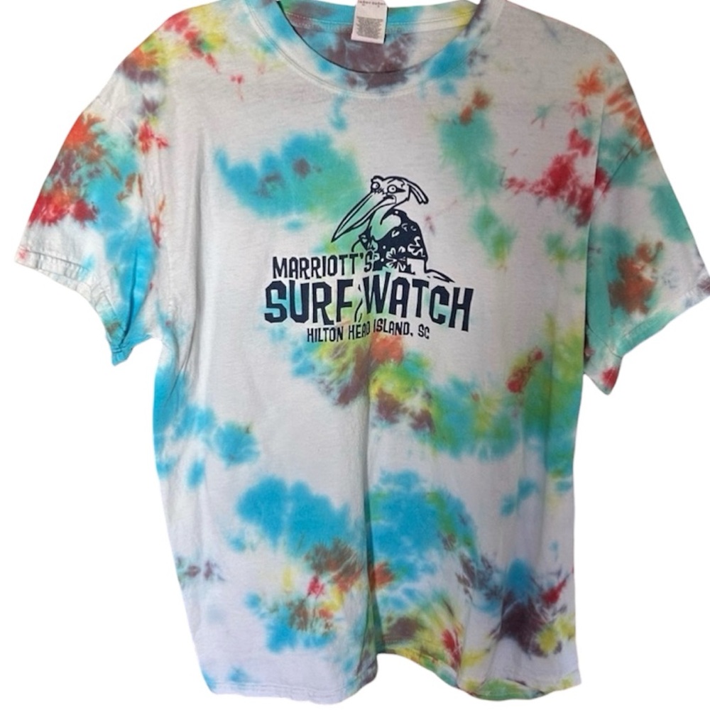 🟢3/$15 Tie Dye T-Shirt Marriott pelican Hilton head Surf Watch large unisex